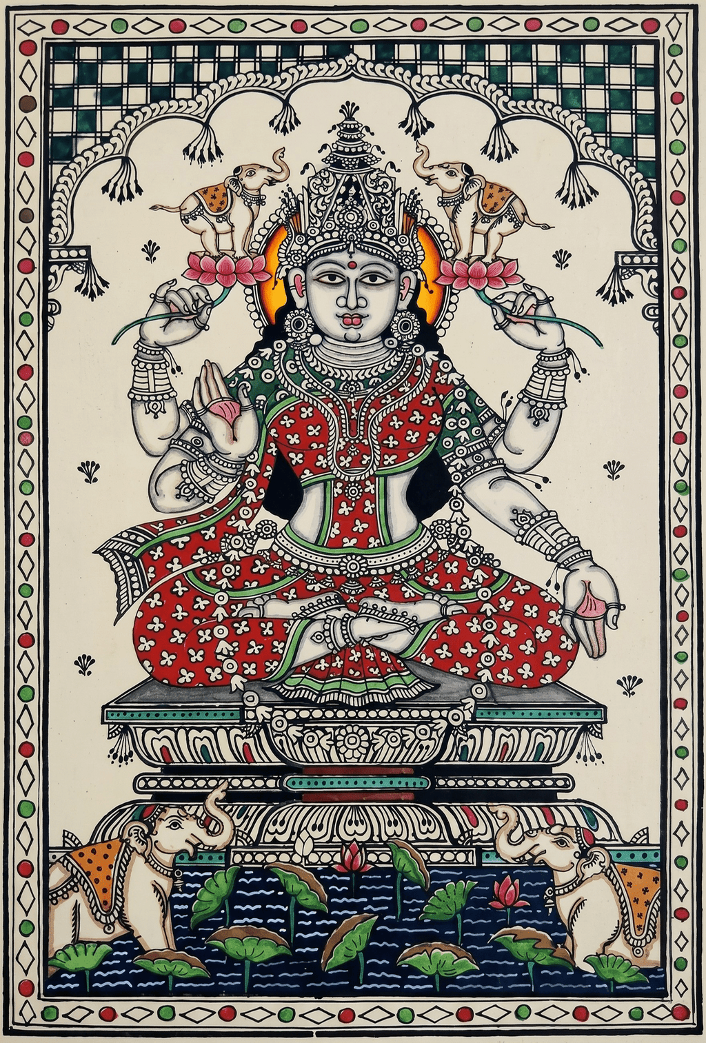 Gajalakshmi in Pattachitra by Pravat Maharana Thumbnail