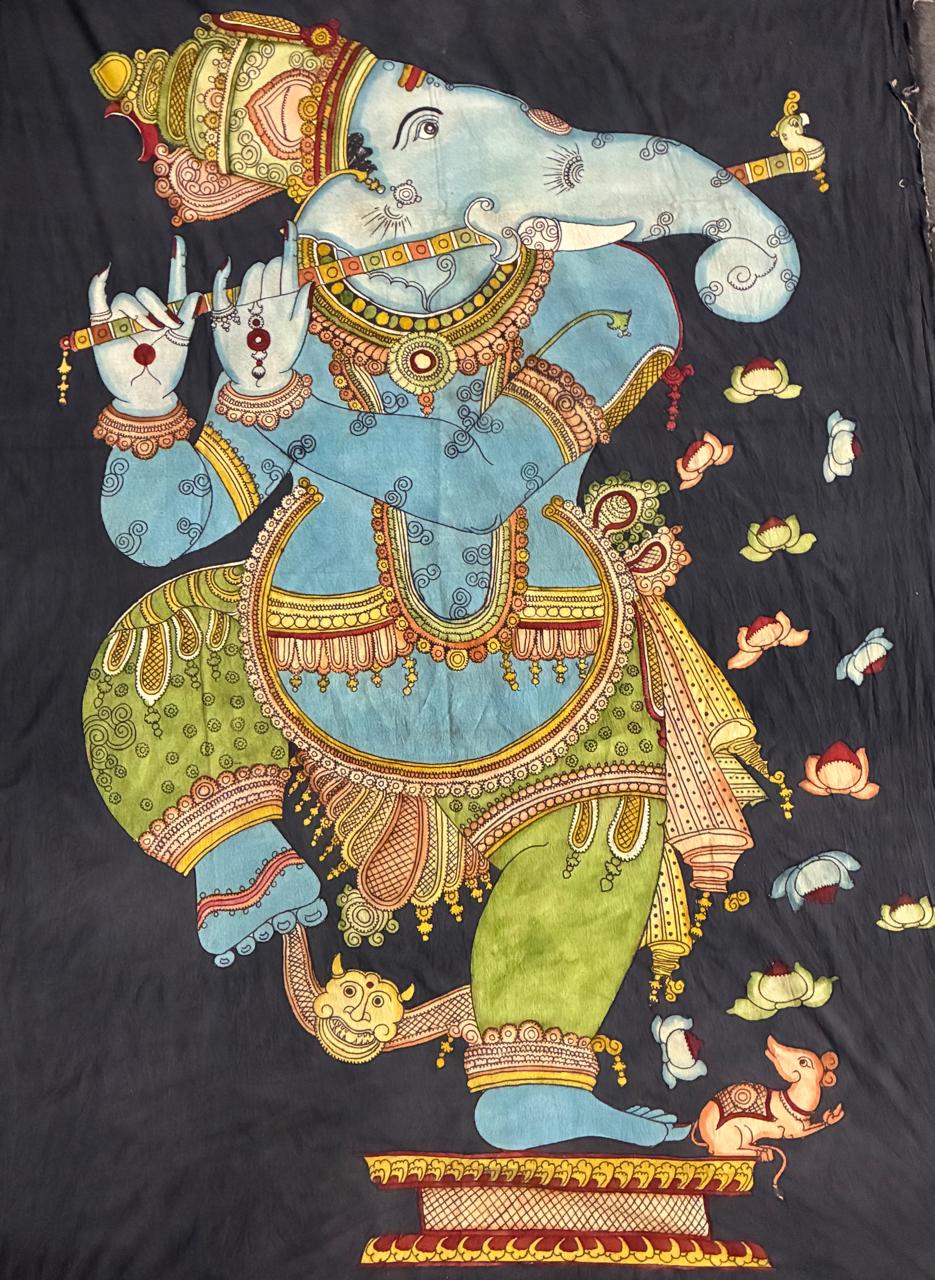 Ganesha as Muralidhara in Kalamkari by Kanukurthi Guna Sekhar Sai Thumbnail