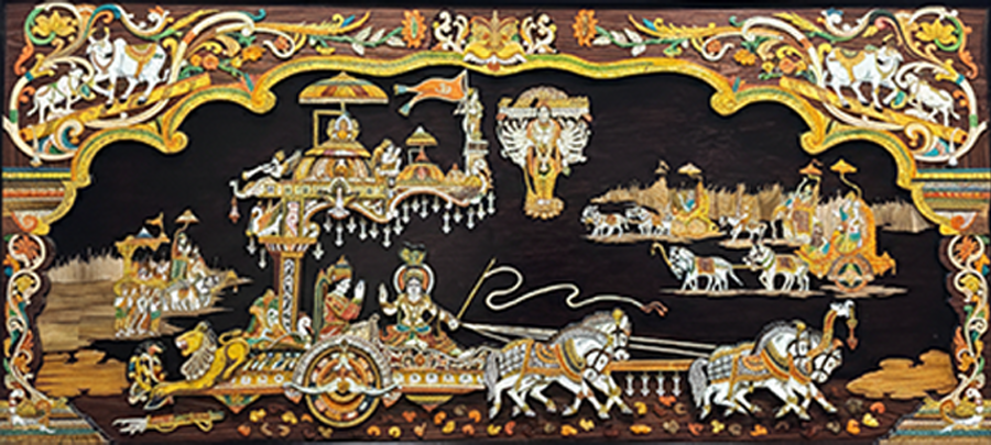 Gita Updesha in Wood Inlay 3D panel by Mohan Kumar Thumbnail
