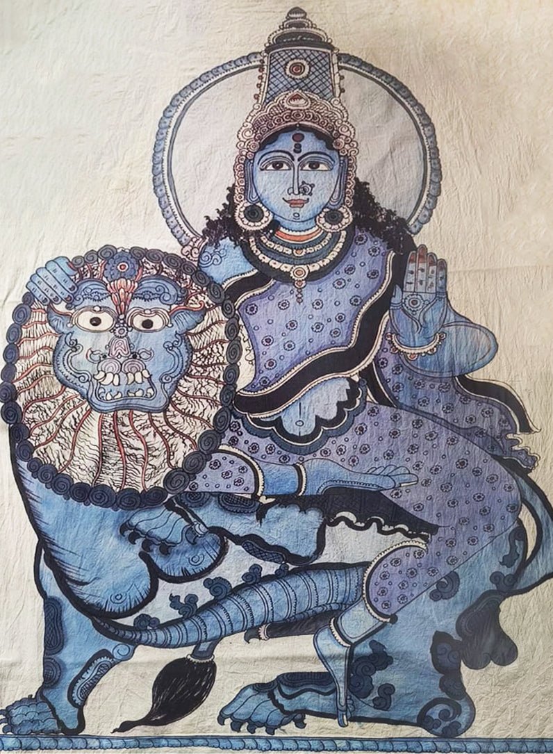 Goddess Durga with Lion: A Surreal Kalamkari by Kanukurthi Guna Sekhar Sai Thumbnail
