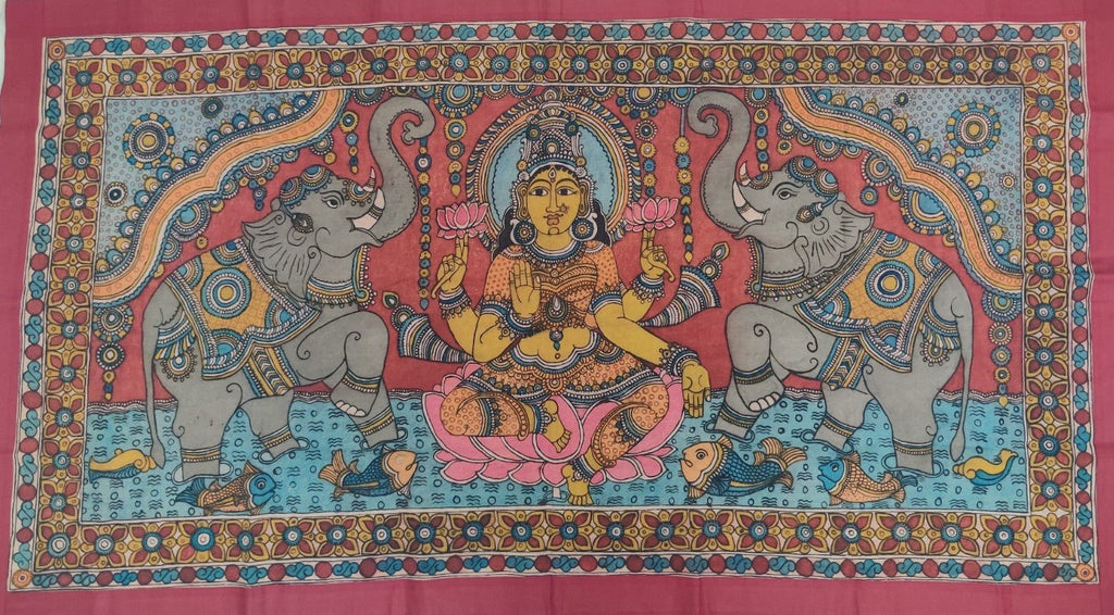 Goddess Gajalakshmi in Kalamkari by Harinath N Thumbnail
