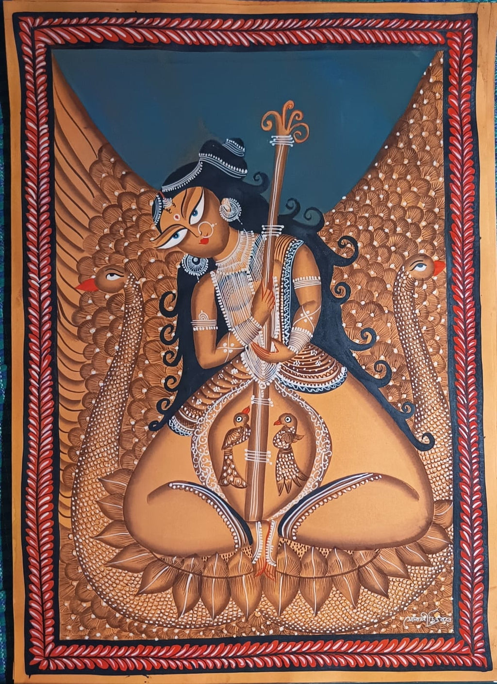 Goddess Saraswati in Kalighat by Sonali Chitrakar Thumbnail