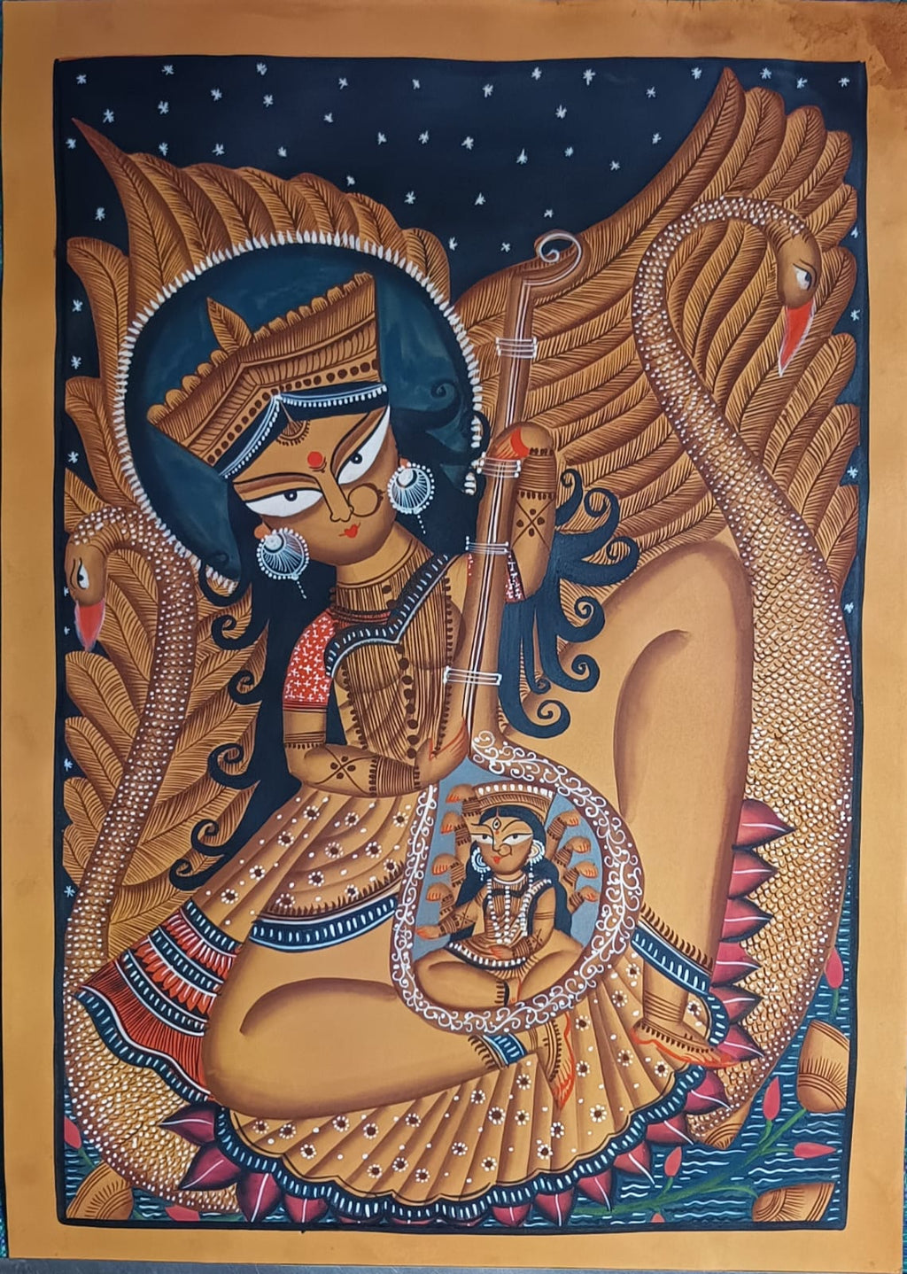 Goddess Saraswati in Kalighat by Sonali Chitrakar Thumbnail