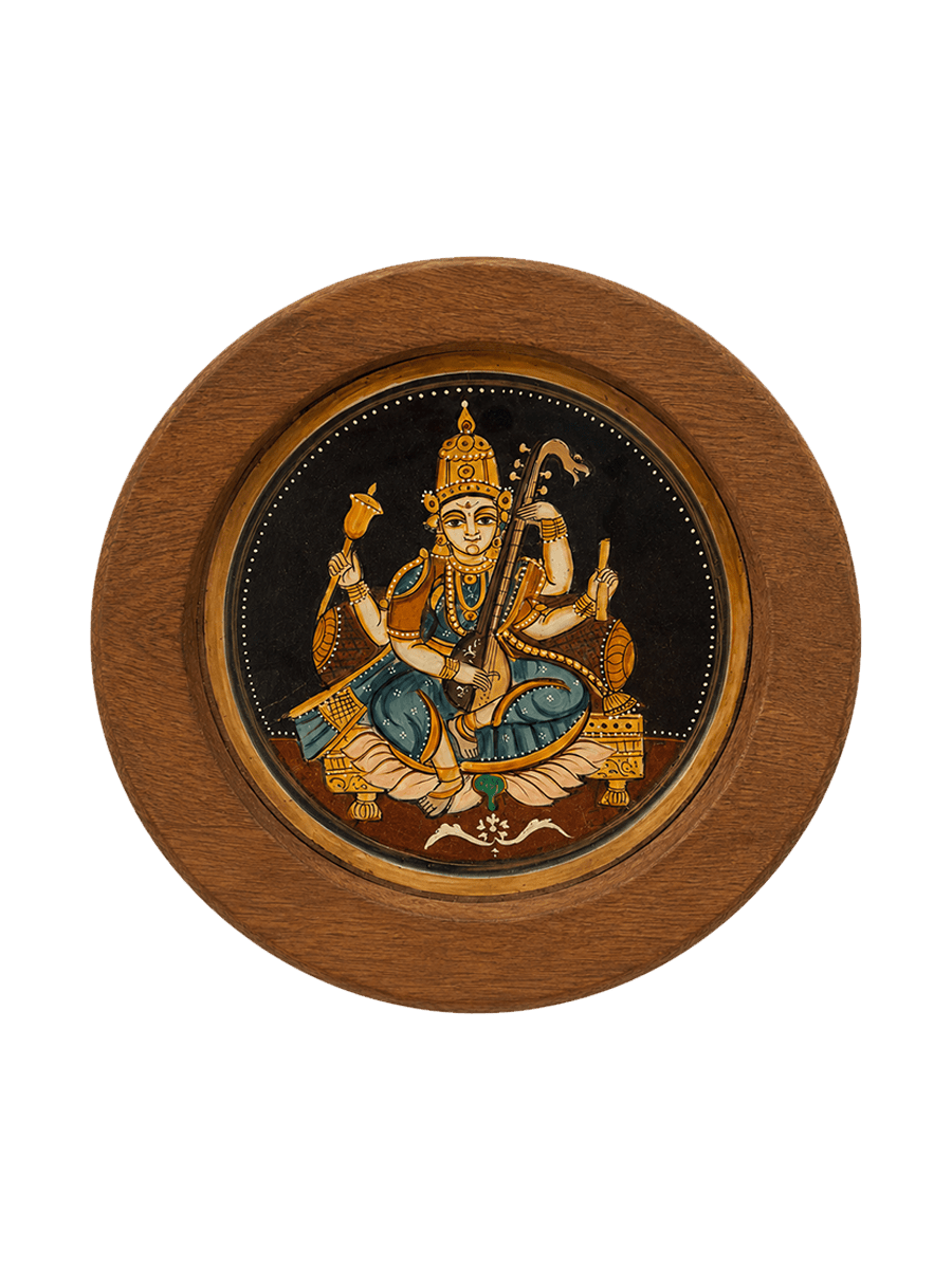 Goddess Saraswati in Mysore Painting by Hemalatha B Thumbnail