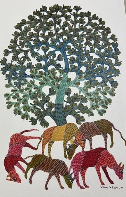 Grazing Wild in Gond by Gareeba Singh Tekam Thumbnail