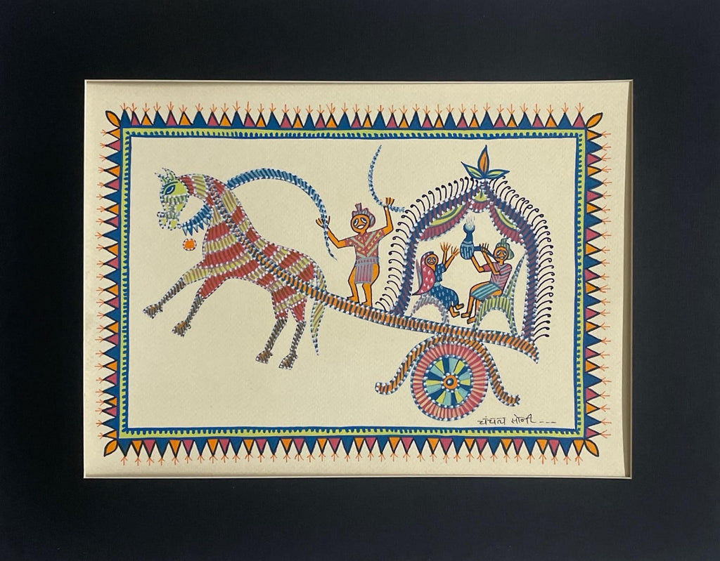 Horse cart ride in Pithora art by Chanchal Soni Thumbnail