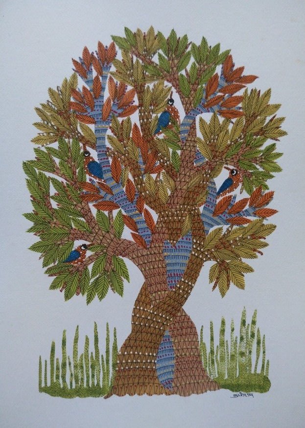 Intertwined Nature in Gond by Sukhiram Maravi Thumbnail