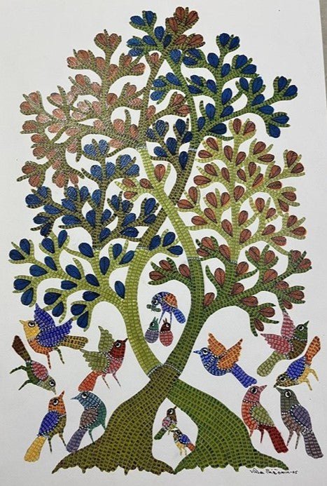 Intertwining Trunks in Gond by Gareeba Singh Tekam Thumbnail