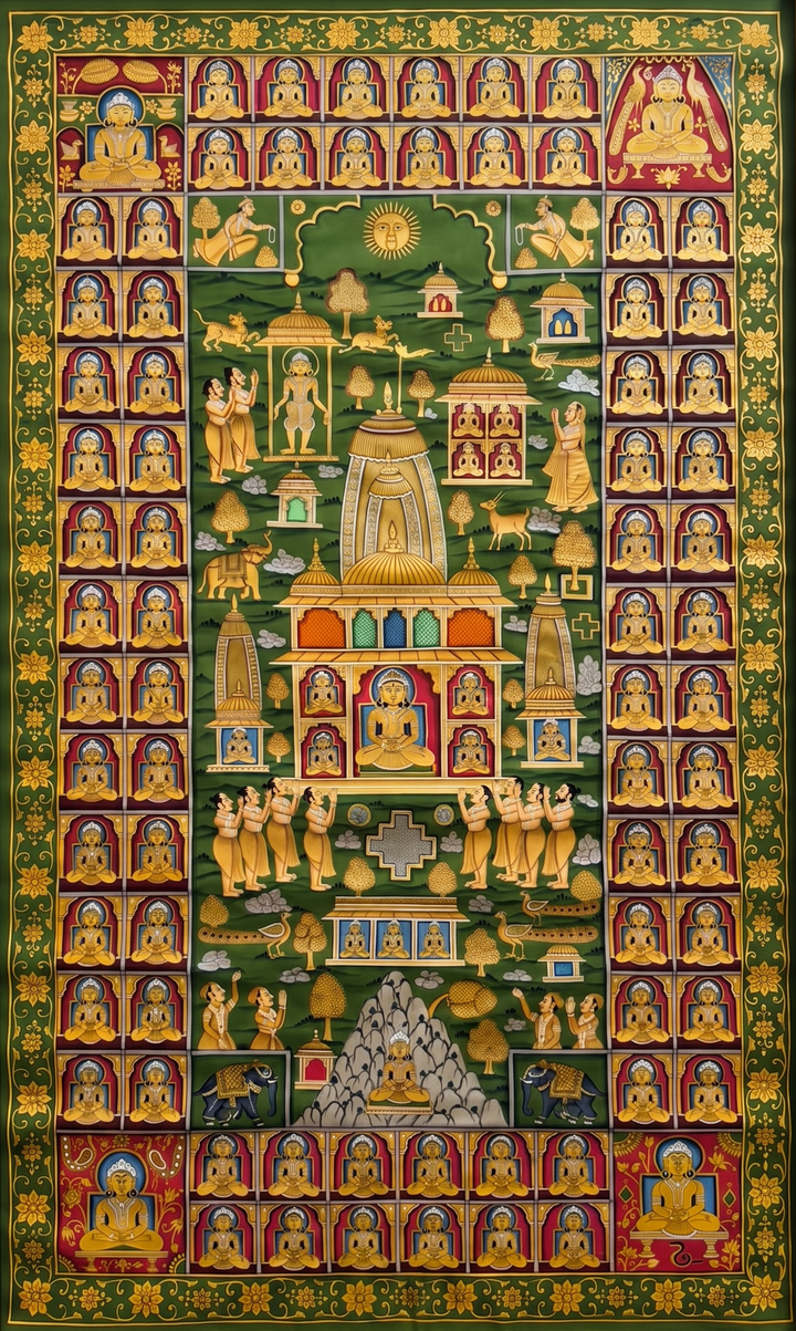 Jain Tirthapatta in Pichwai by Naveen Soni Thumbnail