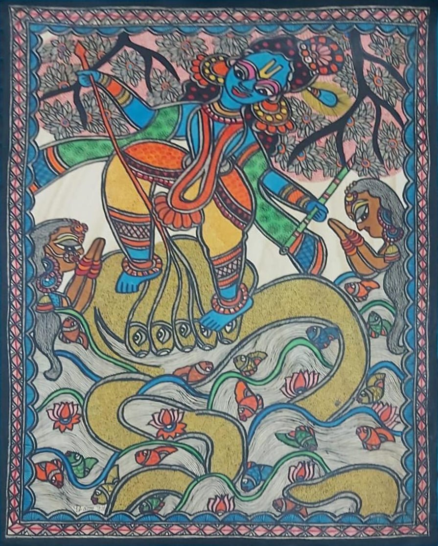 Kaliya Mardan in Madhubani by Priti Karn Thumbnail