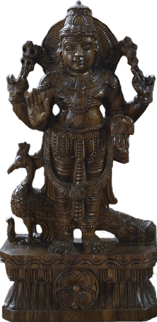 Kartikeya: The God of War in Wood Carving by Shrinivasan Thumbnail