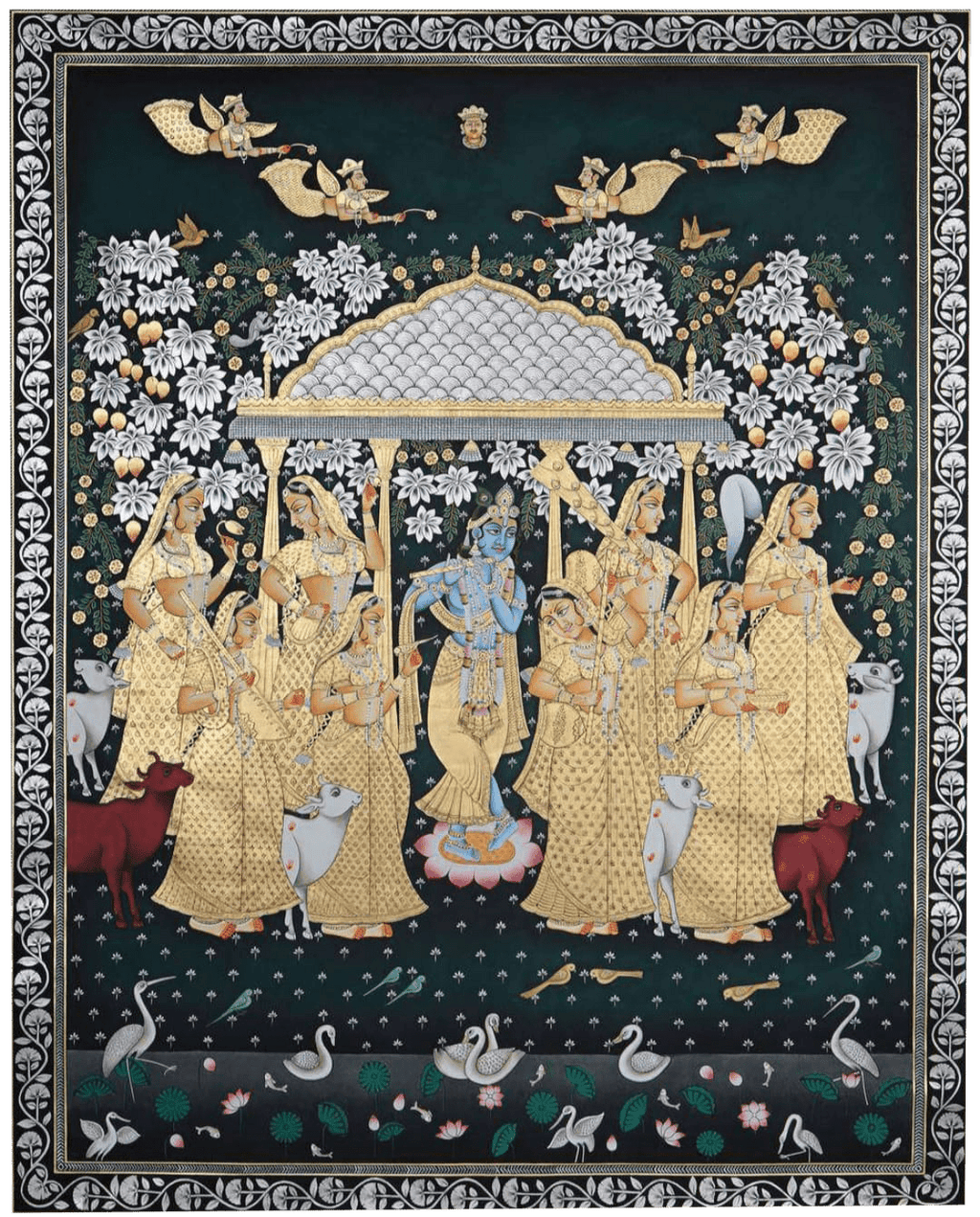 Krishna and his Beloved Gopis in Pichwai by Suresh Kumar Kumawat Thumbnail