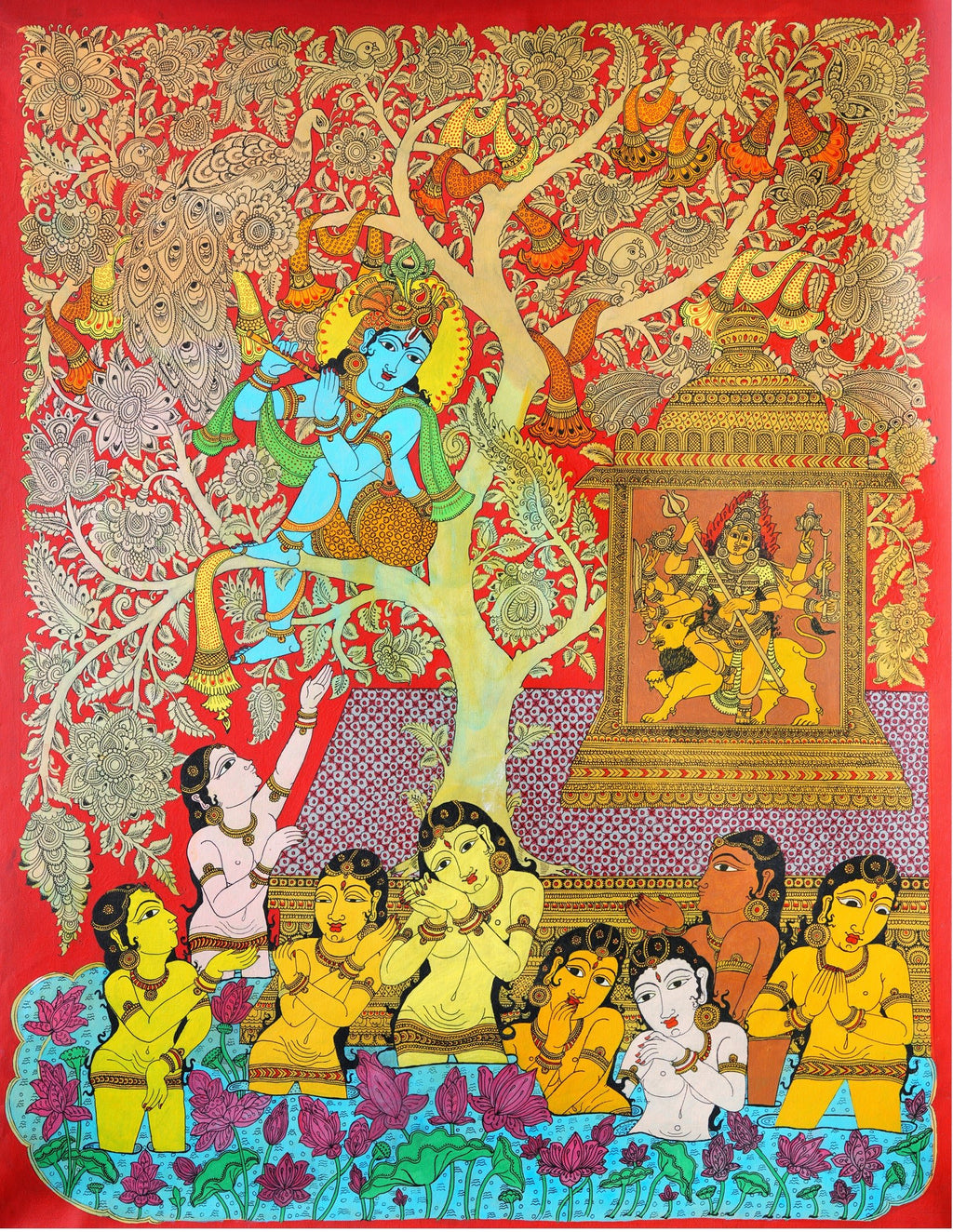 Krishna and the Gopis in Kalamkari Inspired Art by Harinath N Thumbnail