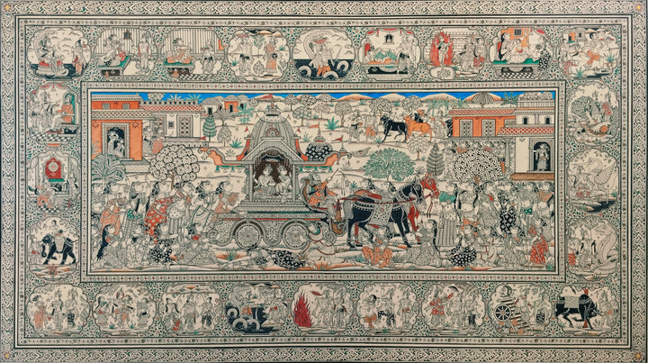 Krishna in Vrindavan in Pattachitra by Gitanjali Das Thumbnail