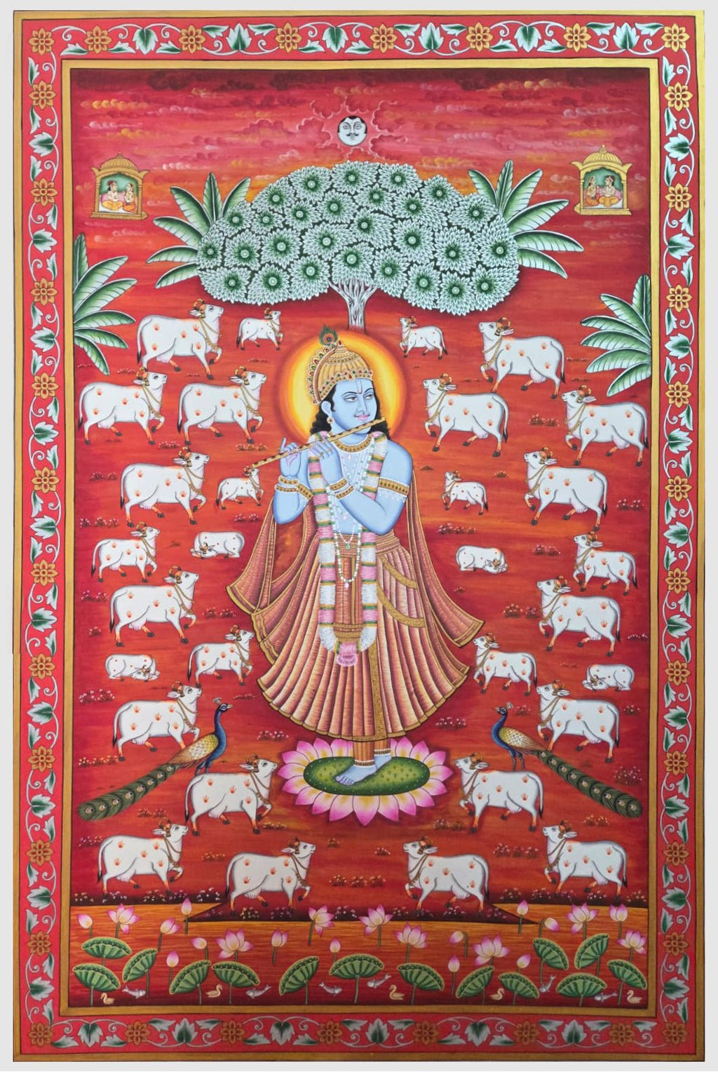 Krishna playing the flute in Pichwai by Shehzaad Ali Sherani Thumbnail