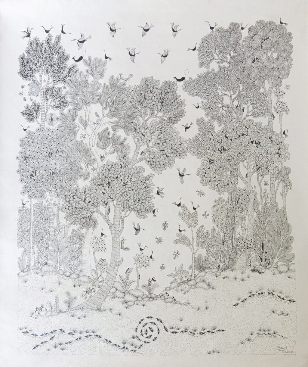 Life in the forest in Warli by Sayli Prasad Dadoda Thumbnail