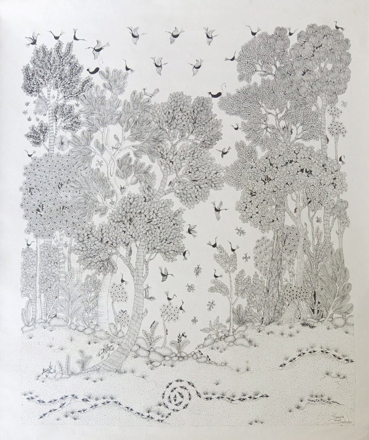 Life in the forest in Warli by Sayli Prasad Dadoda Thumbnail