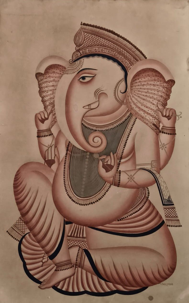 Lord Ganesha in Kalighat by Anwar Chitrakar Thumbnail