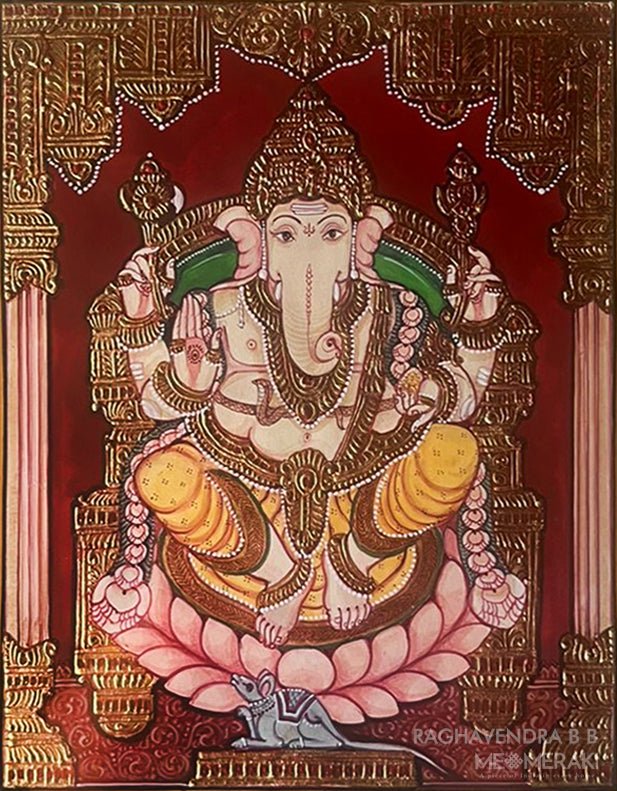 Lord Ganesha in Mysore art by Raghavendra B B Thumbnail