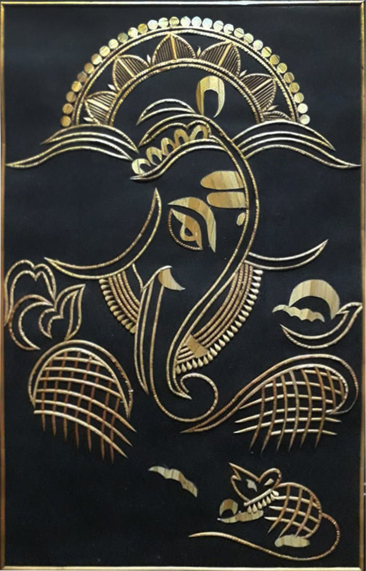 Lord Ganesha In Sikki Grass Artwork by Dhirendra Kumar Thumbnail