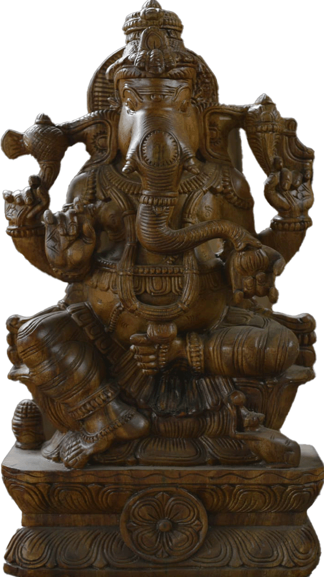 Lord Ganesha: the Elephant-Head Deity in Wood Carving by Shrinivasan Thumbnail