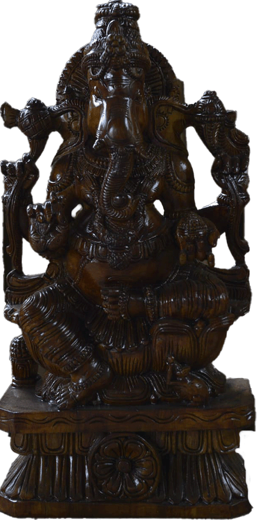 Lord Ganesha: The God of Wisdom in Wood Carving by Shrinivasan Thumbnail