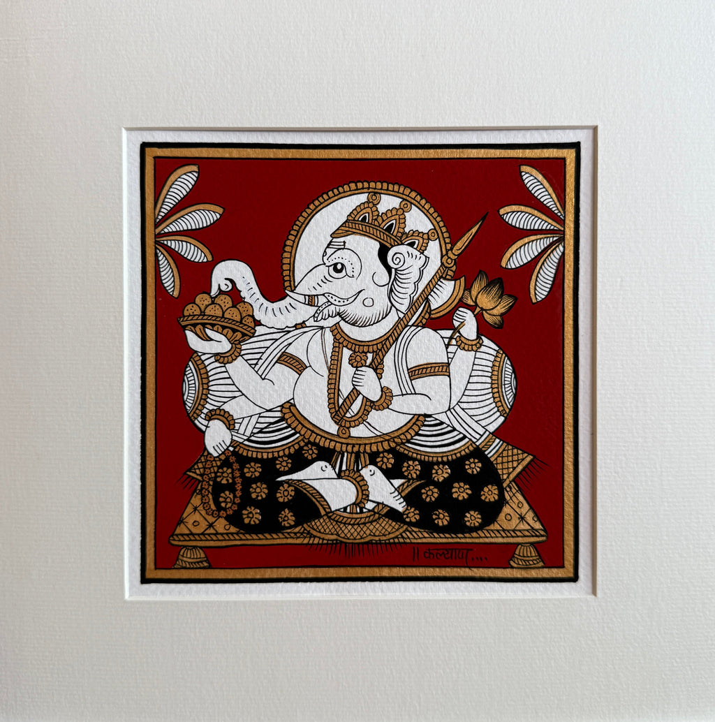 Lord Ganesha: The Remover of Obstacles in  Phad Painting by Kalyan Joshi Thumbnail