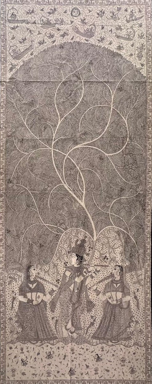 Lord Krishna with Radha and Rukmini in Mata Ni Pachedi by Sanjay Chittara Thumbnail