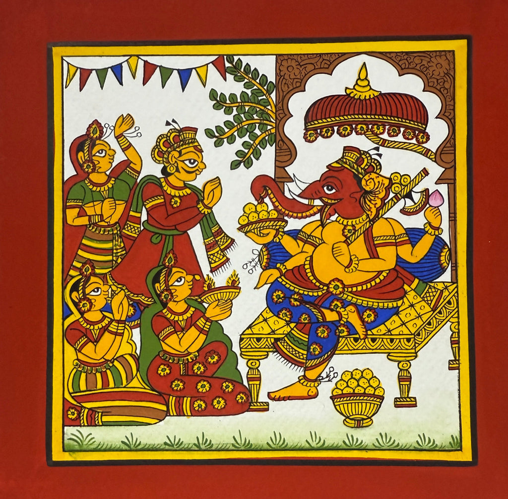 Lord of Auspicious Beginnings: Lord Ganesha in Phad by Kalyan Joshi Thumbnail