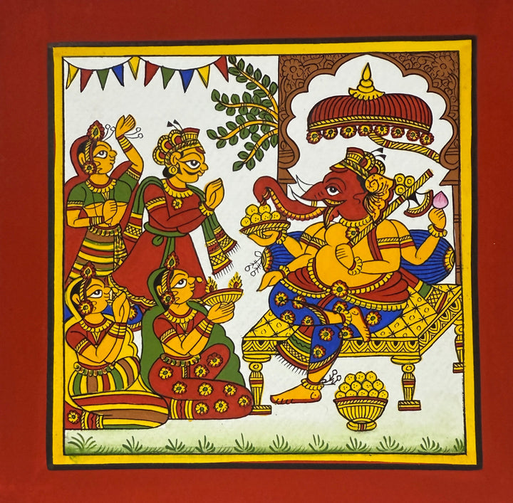 Lord of Auspicious Beginnings: Lord Ganesha in Phad by Kalyan Joshi Thumbnail
