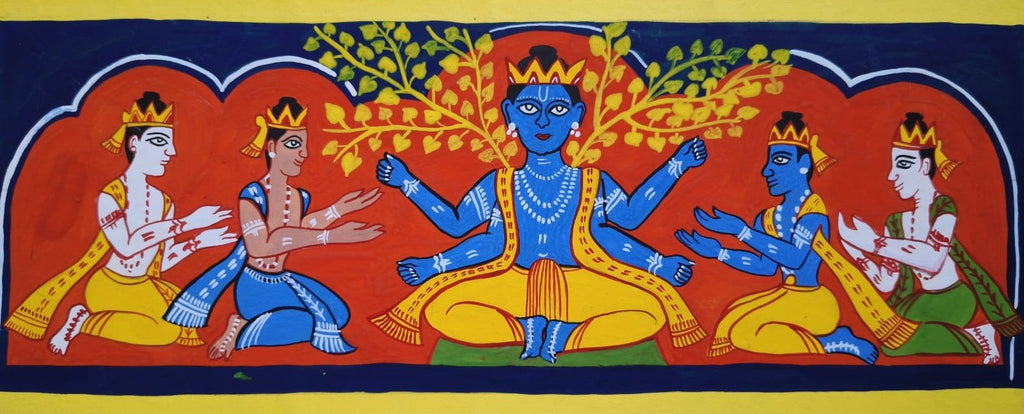 Lord Vishnu and His Devotees in Manuscript Painting by Sujit Das Thumbnail