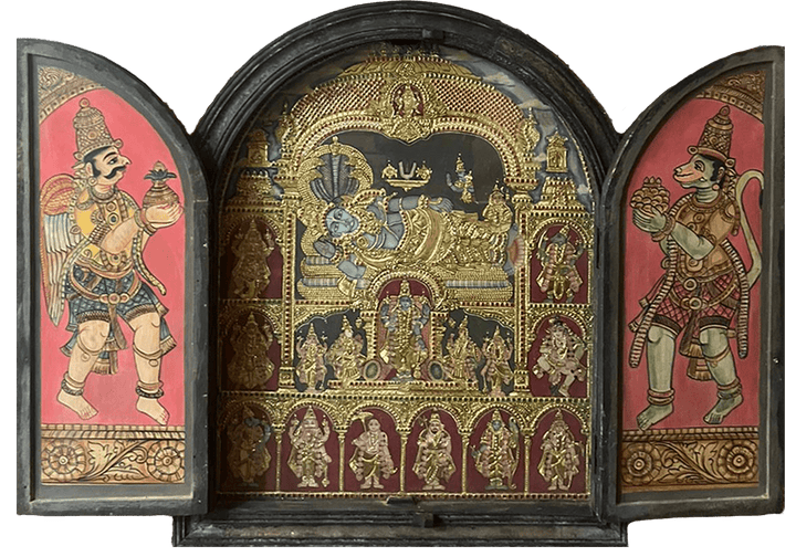 Lord Vishnu's Grace , Antique Tanjore Thumbnail