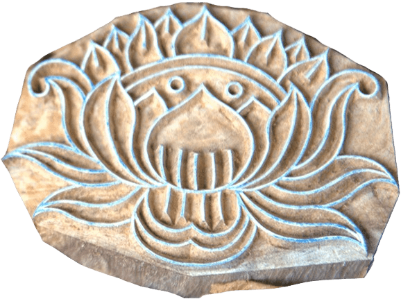 Lotus in Wooden Kalamkari Block by K. Gangadhar Thumbnail