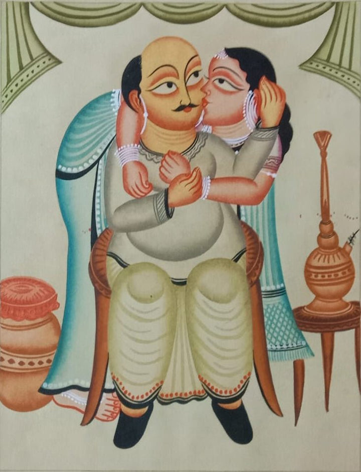 Lovers seated together in Kalighat by Bapi Chitrakar Thumbnail