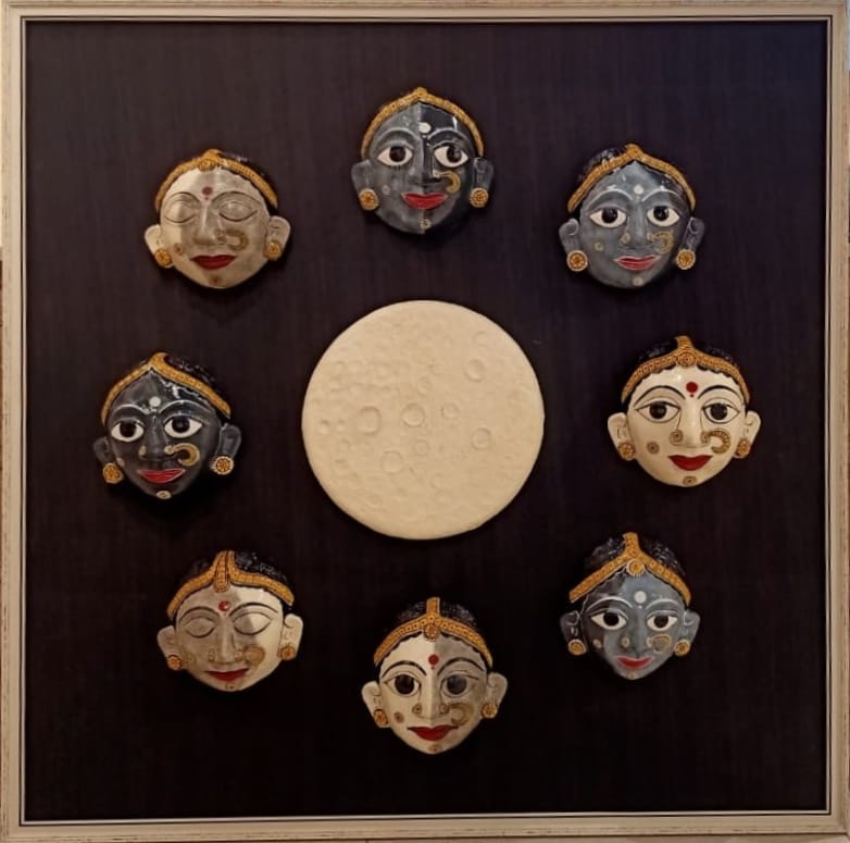 Lunar Masks in Cheriyal Scroll by Sai Kiran Thumbnail