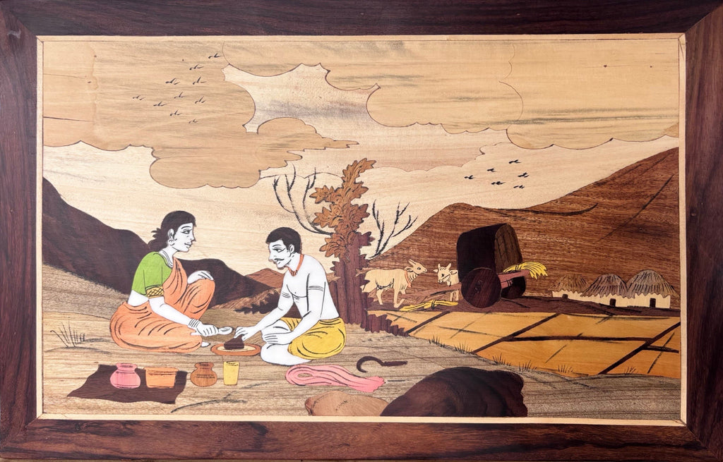 Lunch in the Fields in Wood Inlay by Mohan Kumar Thumbnail