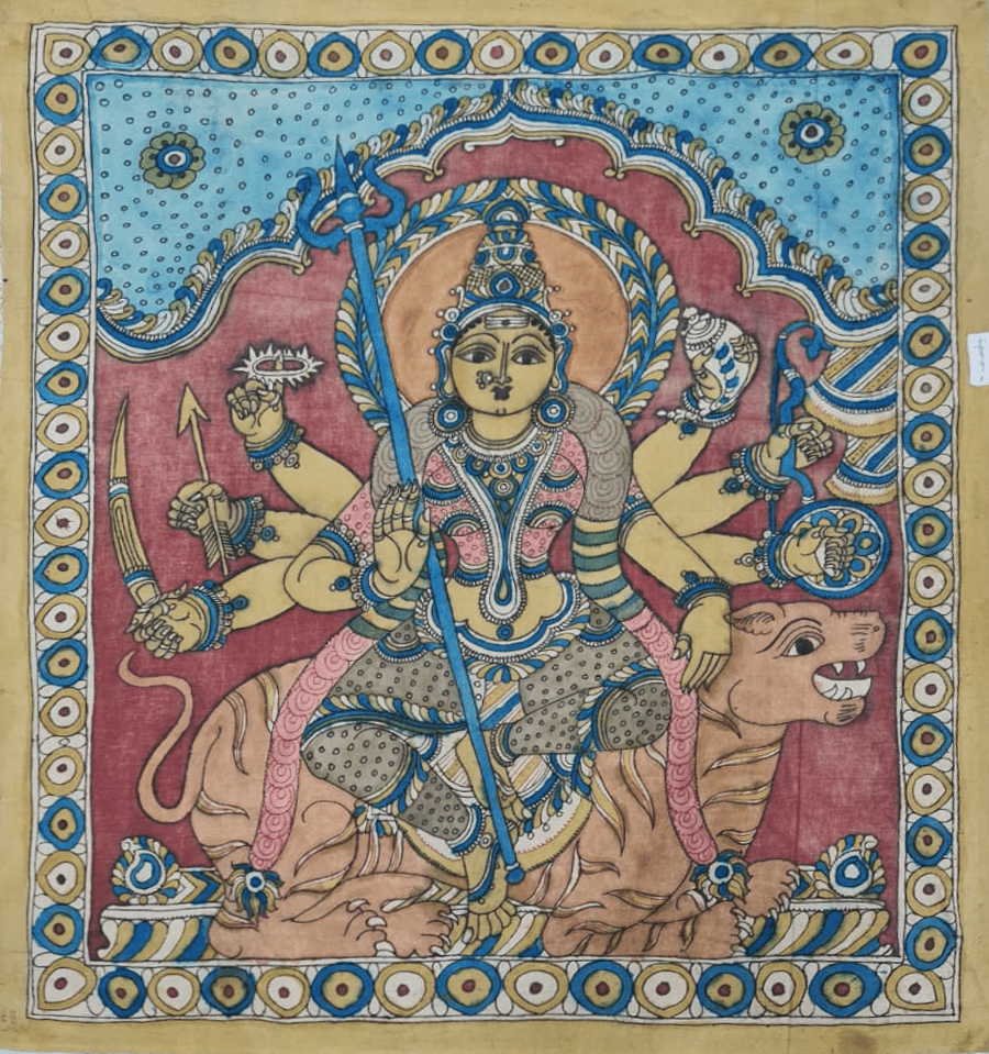 Mahishasura Mardini in Srikalahasti Kalamkari by Ghanshyam Sarode Thumbnail