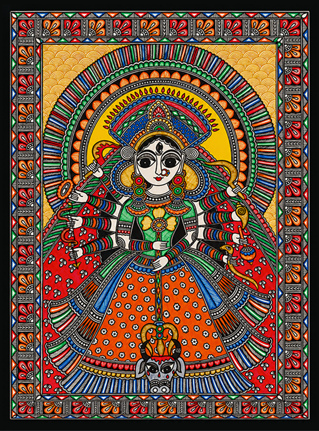 Mahishasuramardini in Madhubani by Pratima Bharti Thumbnail