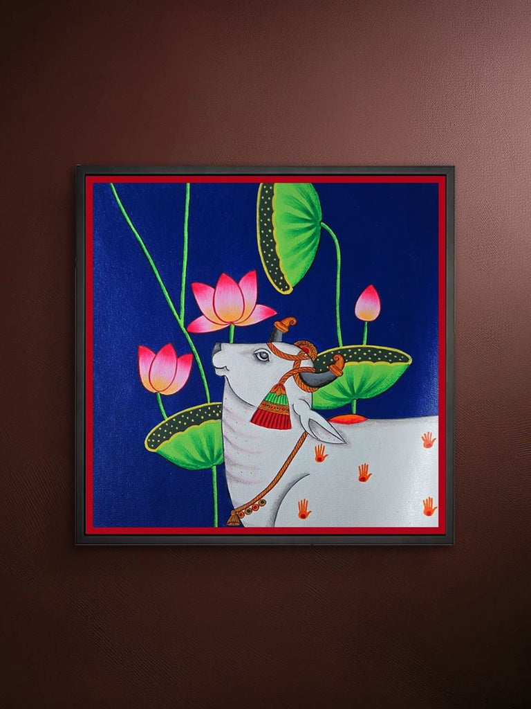Majestic Cow  Painting in Pichwai by Shehzaad Ali Sherani