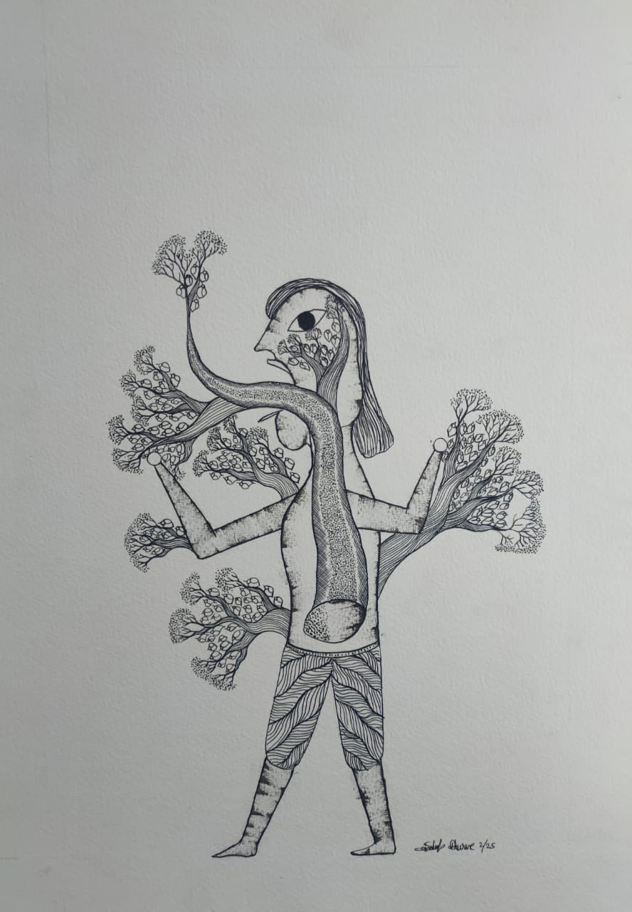 Man and Nature in Gond by Sandeep Dhurve Thumbnail