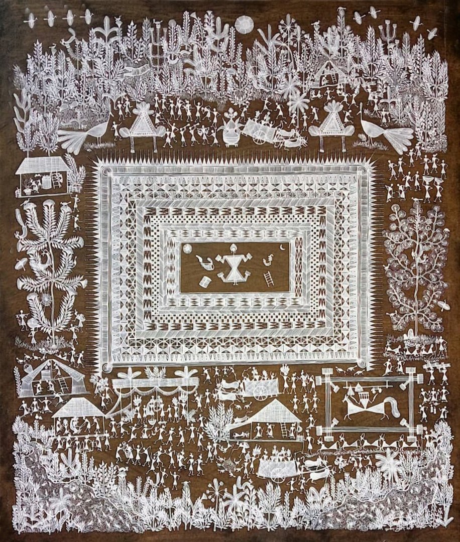 Marriage Chauk in Warli by Krushna Sadashiv Bhusare Thumbnail