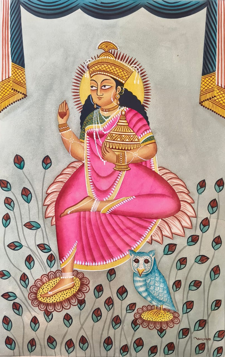 Mata Lakshmi in Kalighat by Anwar Chitrakar Thumbnail