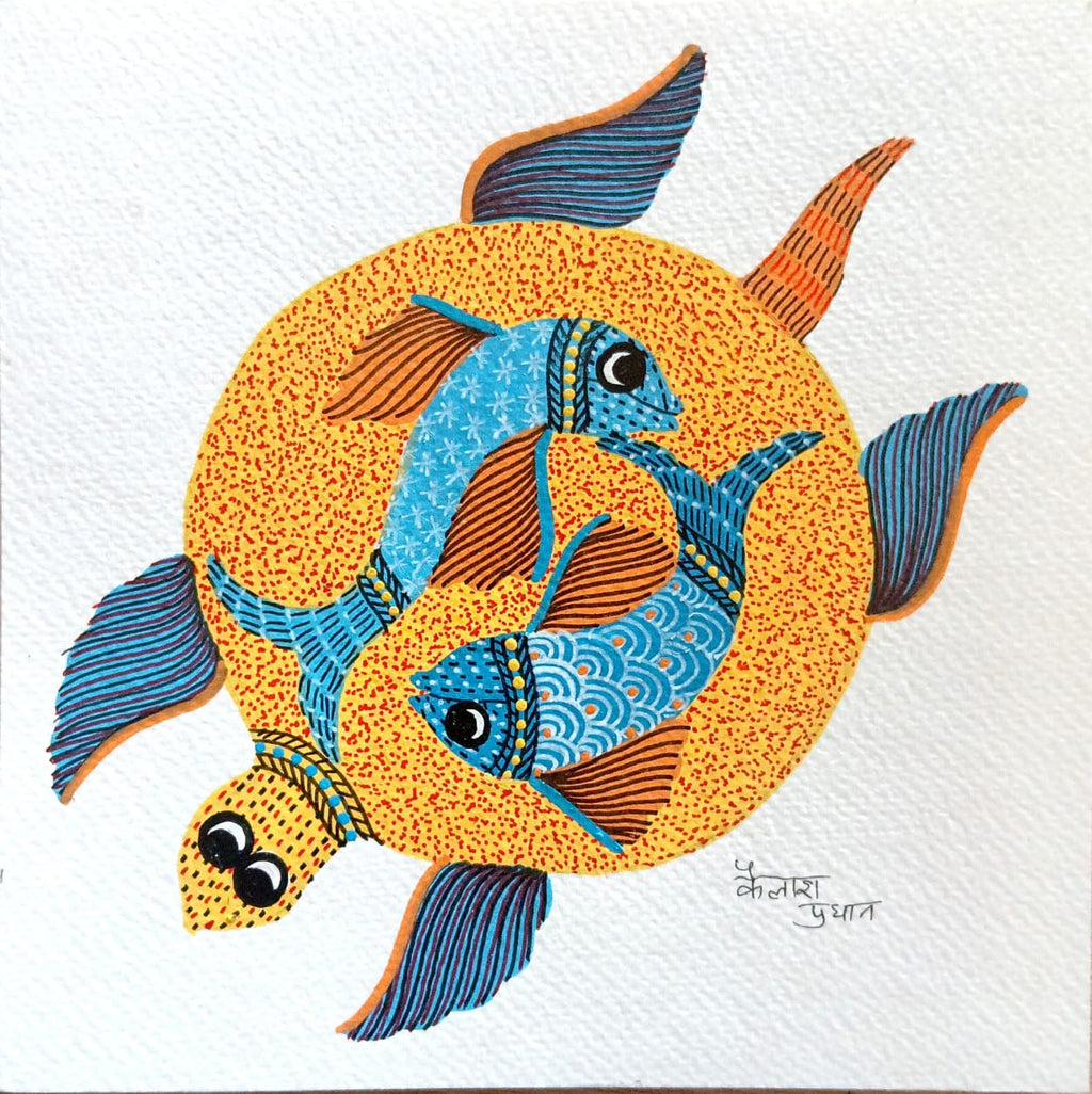 Matasya Chakra in Gond by Kailash Pradhan Thumbnail