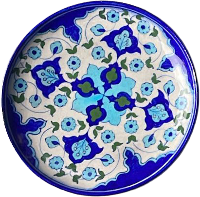 Meditative vegetal disc in Blue Pottery by Garima Saini Thumbnail
