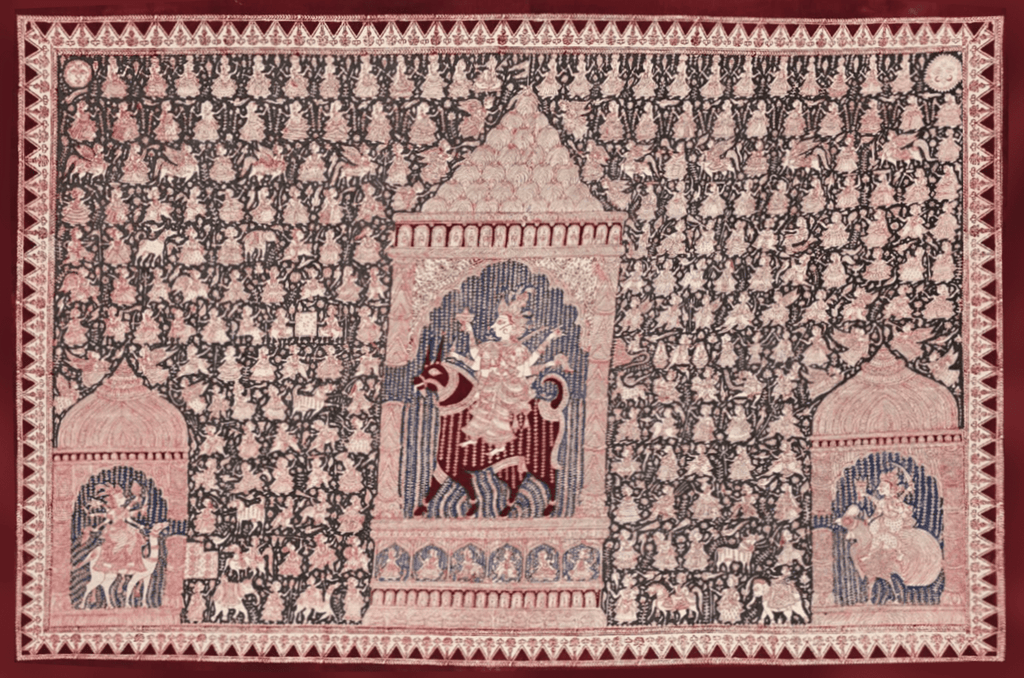 Meldi Mata with Bhauchar Mata and Momai Mata in Mata ni Pachedi by Vasant Manubhai Chittara Thumbnail