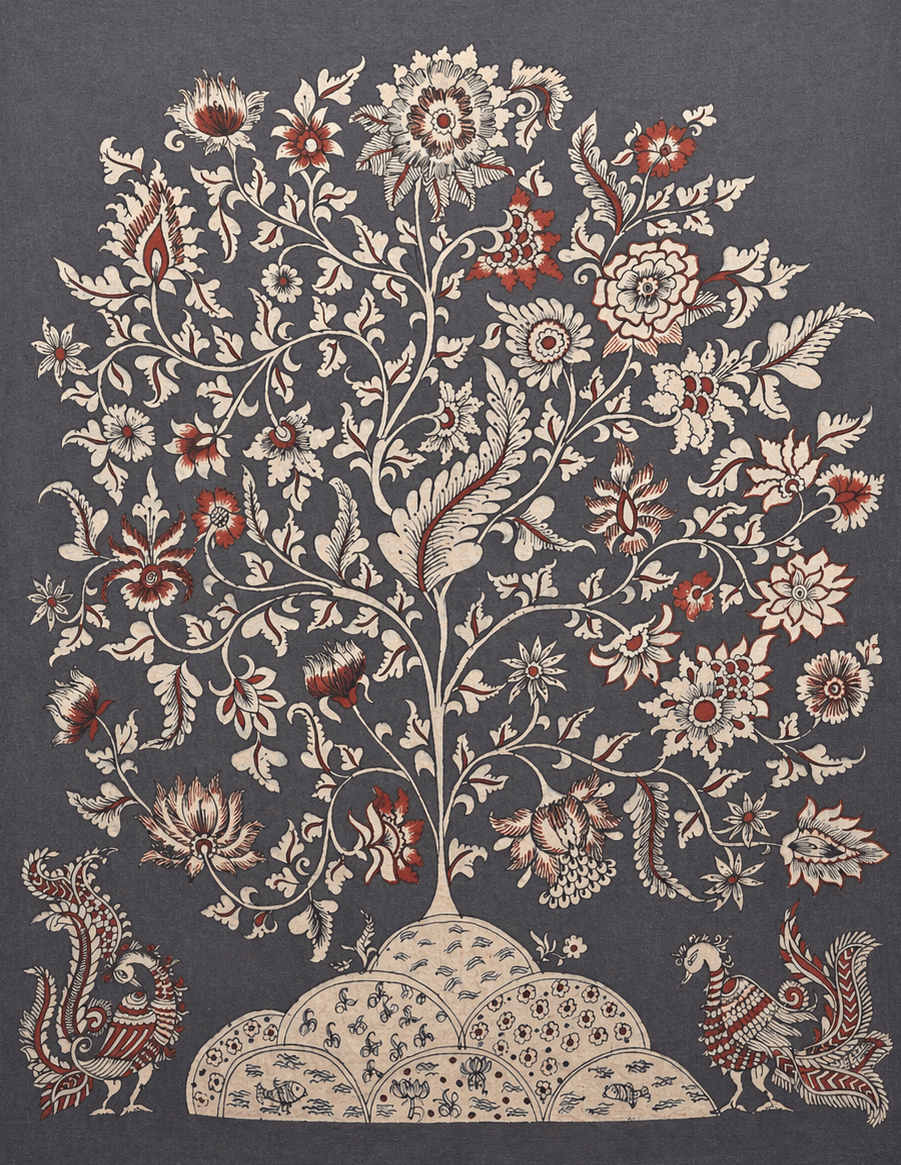 Moonlit Tree of Life in Kalamkari by Ghanshyam Sarode Thumbnail