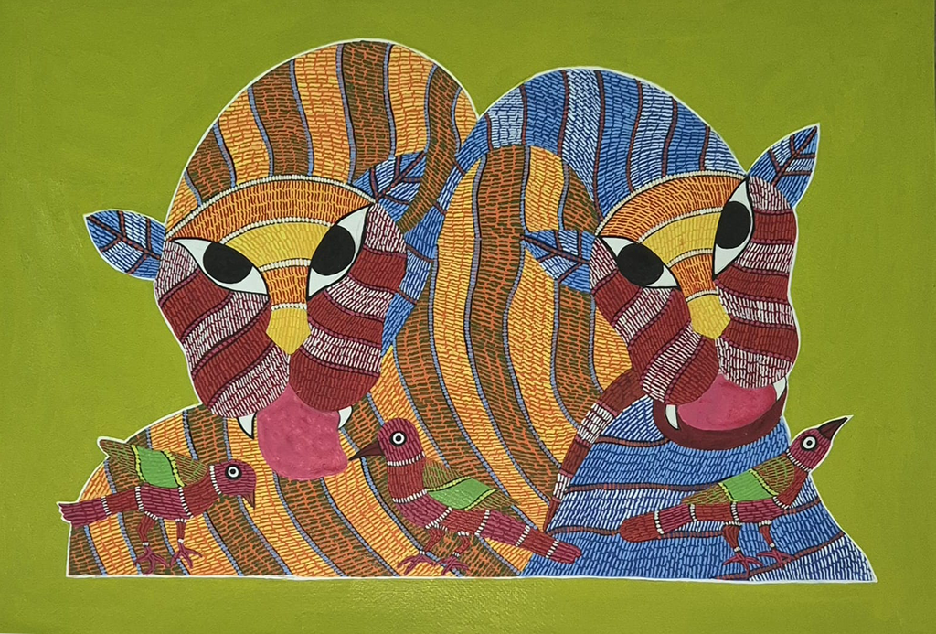 Motherhood in Gond painting by Saroj Venkat Shyam Thumbnail