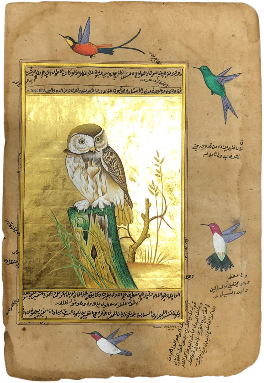 Mughal Miniature Bird Painting Set by Mohan Prajapati Thumbnail