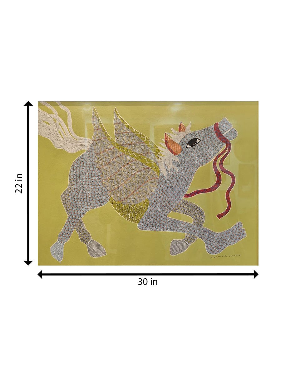 My Flight: Winged Horse in Gond by Venkat Shyam Thumbnail