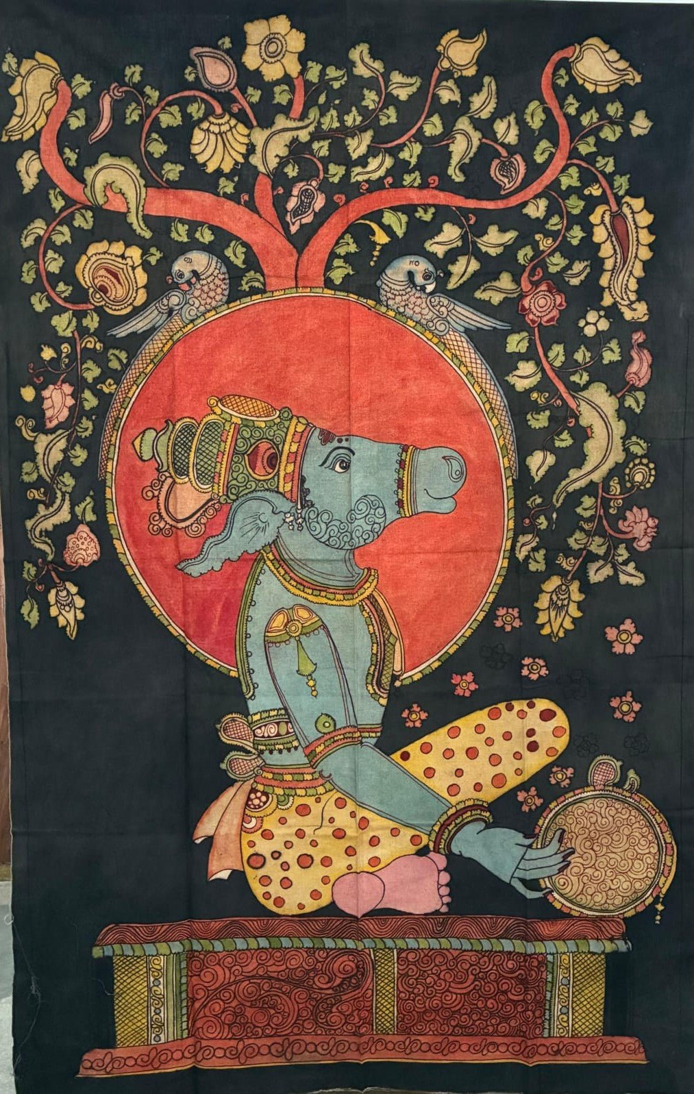 Nandiswara in Kalamkari by Kanukurthi Guna Sekhar Sai Thumbnail